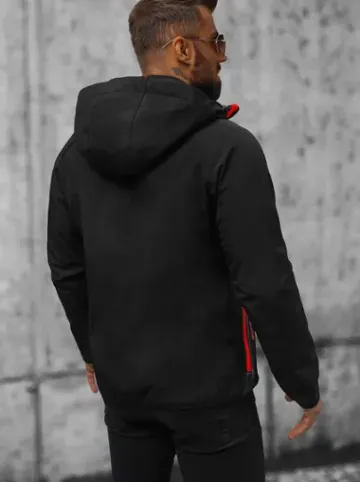 Kurtka softshell męska z kapturem czarno-czerwona JS/HH021/1CZ^Ozonee Clearance