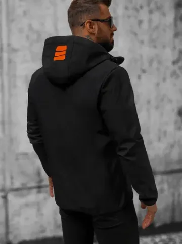 Kurtka softshell męska z kapturem czarno-pomarańczowa JS/HH026/1Z^Ozonee New