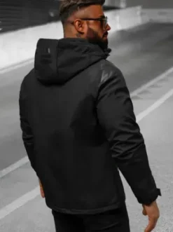 Kurtka softshell męska z kapturem czarno-zielona JS/HH025/1Z^Ozonee New