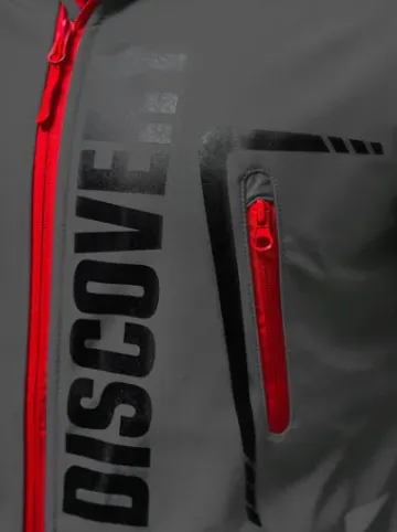Kurtka softshell męska z kapturem szaro-czerwona JS/HH025/2BZ^Ozonee Clearance
