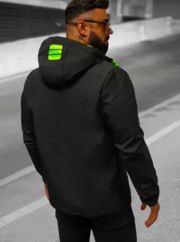 Kurtka softshell męska z kapturem czarno-zielona JS/HH026/1A^Ozonee Online