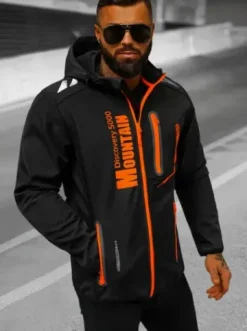 Kurtka softshell męska z kapturem czarno-pomarańczowa JS/HH026/1^Ozonee Outlet