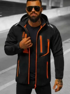 Kurtka softshell męska z kapturem czarno-pomarańczowa JS/HH026/1^Ozonee Outlet
