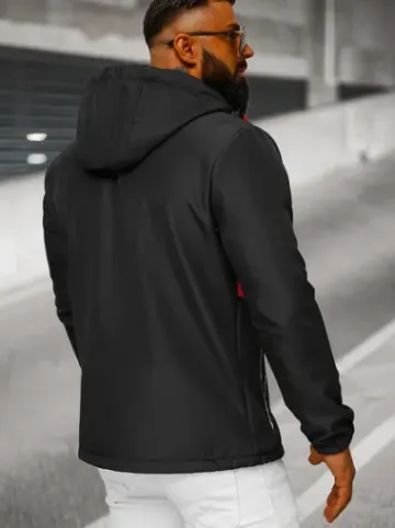 Kurtka softshell męska z kapturem czarno-czerwona JS/HH022/1C^Ozonee New