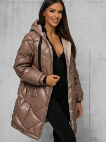Kurtka zimowa damska długa camelowa JS/5M3189/84Z^Ozonee Sale