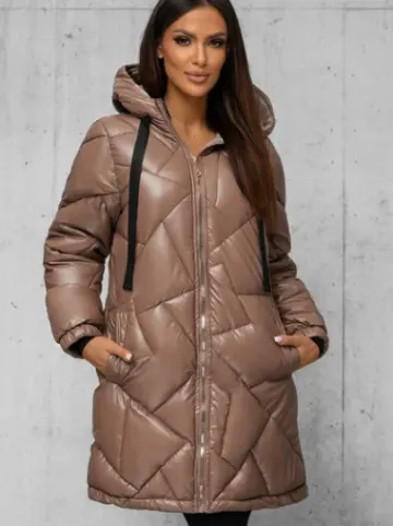 Kurtka zimowa damska długa camelowa JS/5M3189/84Z^Ozonee Sale