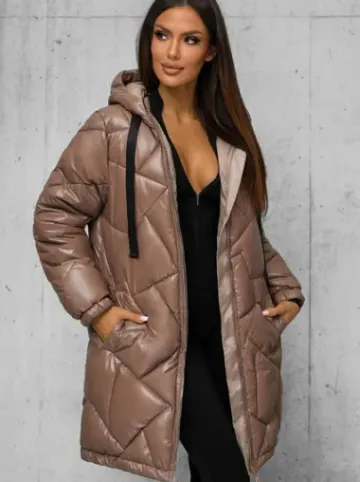 Kurtka zimowa damska długa camelowa JS/5M3189/84Z^Ozonee Sale
