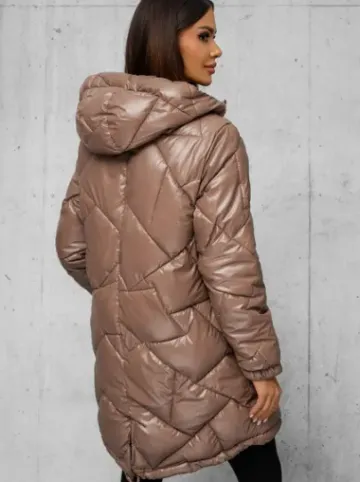 Kurtka zimowa damska długa camelowa JS/5M3189/84Z^Ozonee Sale