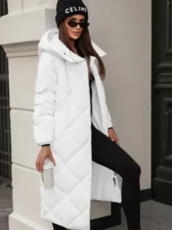 Kurtka zimowa damska długa pikowana biała JS/5M3173/281Z^Ozonee Sale