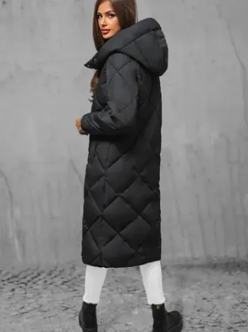Kurtka zimowa damska długa pikowana czarna JS/5M3173/392^Ozonee New