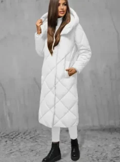 Kurtka zimowa damska długa pikowana biała JS/5M3173/281^Ozonee Sale
