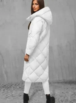 Kurtka zimowa damska długa pikowana biała JS/5M3173/281^Ozonee Sale
