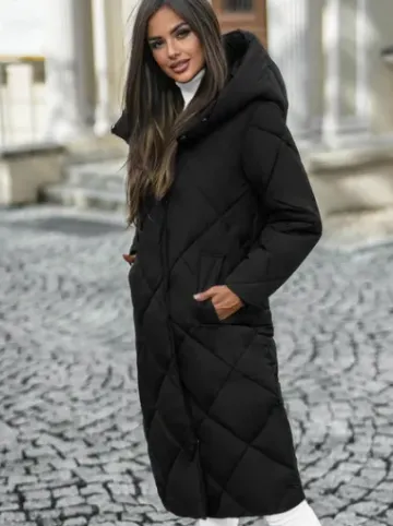 Kurtka zimowa damska długa pikowana czarna JS/5M3173/392Z^Ozonee Discount