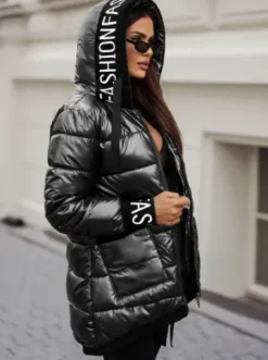 Kurtka zimowa damska pikowana szara JS/5M3188/105Z^Ozonee Fashion