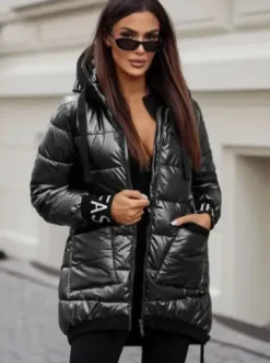 Kurtka zimowa damska pikowana szara JS/5M3188/105Z^Ozonee Fashion