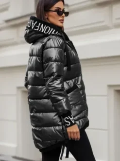Kurtka zimowa damska pikowana szara JS/5M3188/105Z^Ozonee Fashion