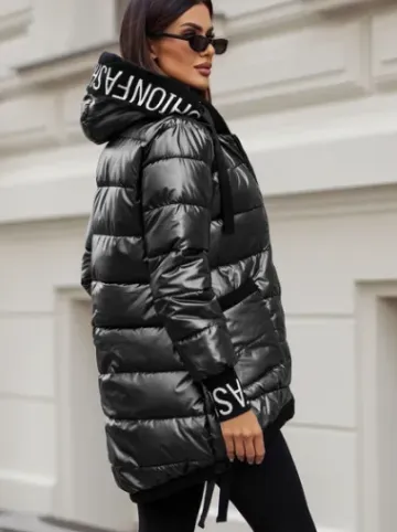 Kurtka zimowa damska pikowana szara JS/5M3188/105Z^Ozonee Fashion