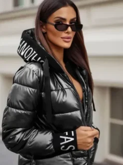 Kurtka zimowa damska pikowana szara JS/5M3188/105Z^Ozonee Fashion