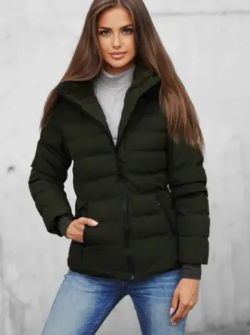 Kurtka zimowa damska pikowana ciemno-zielona JS/M769/136Z^Ozonee Best