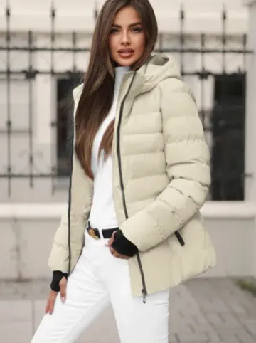 Kurtka zimowa damska pikowana ecru JS/M769/281Z^Ozonee Fashion