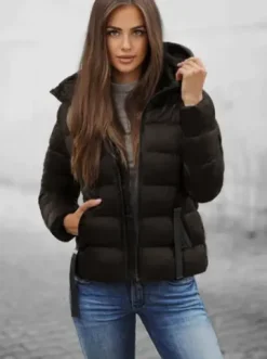 Kurtka zimowa damska pikowana czekoladowa JS/M782/392Z^Ozonee Best
