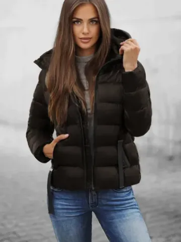 Kurtka zimowa damska pikowana czekoladowa JS/M782/392Z^Ozonee Best