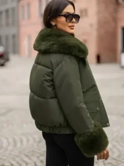 Kurtka zimowa damska z futerkiem khaki O/H833^Ozonee Online
