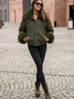 Kurtka zimowa damska z futerkiem khaki O/H833^Ozonee Online