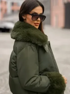 Kurtka zimowa damska z futerkiem khaki O/H833^Ozonee Online