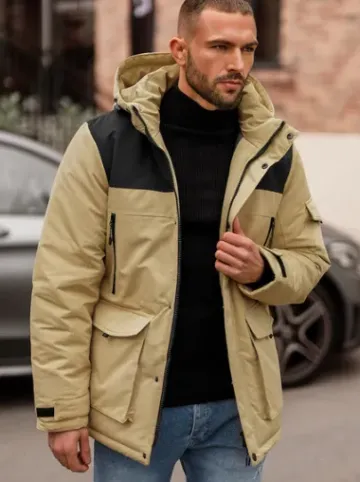 Kurtka zimowa męska beżowa JS/22M322/62Z^Ozonee Outlet