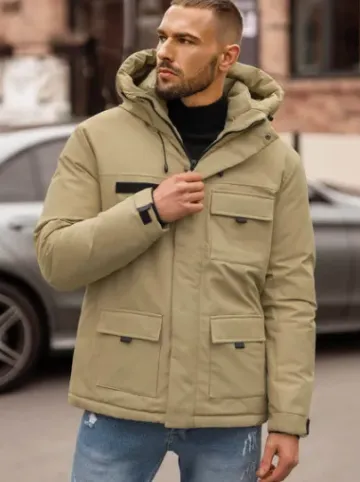 Kurtka zimowa męska beżowa JS/31M5018Z^Ozonee Hot