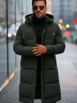 Kurtka zimowa męska długa ciemno-zielona JS/19M1290/136Z^Ozonee Clearance