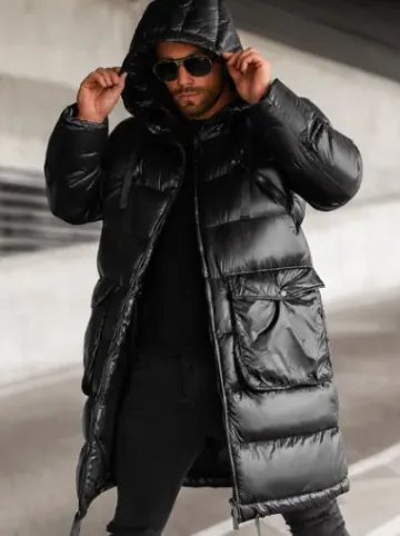 Kurtka zimowa męska długa czarna O/M3205Z^Ozonee Fashion
