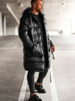 Kurtka zimowa męska długa czarna O/M3205Z^Ozonee Fashion