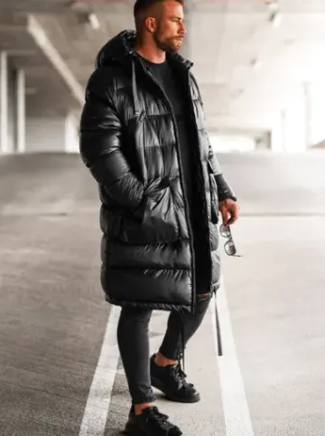 Kurtka zimowa męska długa czarna O/M3205Z^Ozonee Fashion