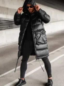 Kurtka zimowa męska długa czarna O/M3205Z^Ozonee Fashion