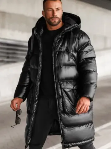 Kurtka zimowa męska długa czarna O/M3205Z^Ozonee Fashion