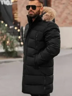 Kurtka zimowa męska długa czarna JS/25M9803/392^Ozonee Sale