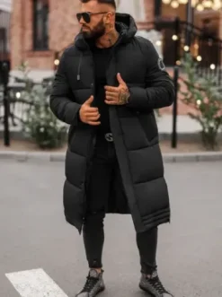 Kurtka zimowa męska długa czarna JS/19M1290/392^Ozonee Online