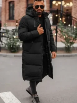 Kurtka zimowa męska długa czarna JS/19M1290/392^Ozonee Online