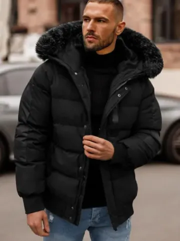 Kurtka zimowa męska pikowana czarna O/M798Z^Ozonee Clearance