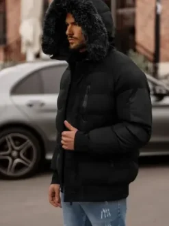Kurtka zimowa męska pikowana czarna O/M798Z^Ozonee Clearance