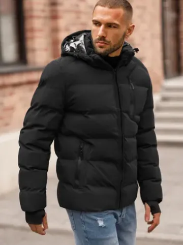 Kurtka zimowa męska pikowana czarna JS/5M756/392Z^Ozonee Best