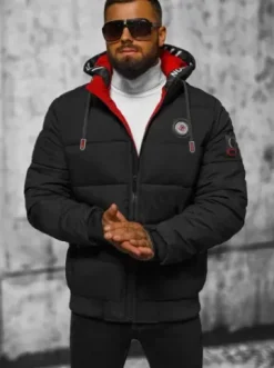 Kurtka zimowa męska pikowana czarna JS/84M3029/392^Ozonee Hot