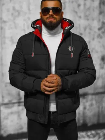 Kurtka zimowa męska pikowana czarna JS/84M3029/392^Ozonee Hot