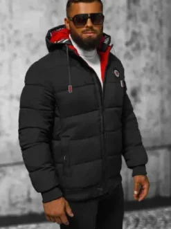 Kurtka zimowa męska pikowana czarna JS/84M3029/392^Ozonee Hot