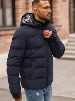 Kurtka zimowa męska pikowana granatowa JS/5M756/215Z^Ozonee Discount