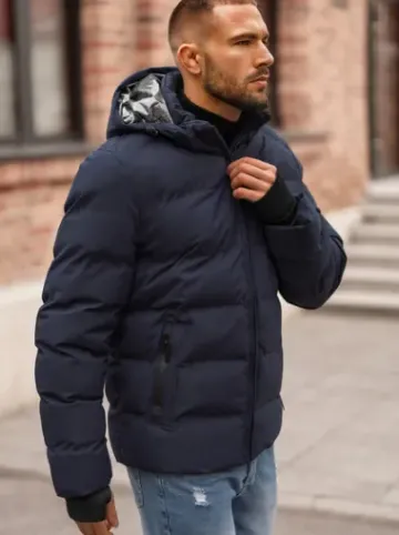 Kurtka zimowa męska pikowana granatowa JS/5M756/215Z^Ozonee Discount
