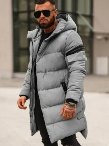 Kurtka zimowa męska pikowana szara O/M799Z^Ozonee Fashion
