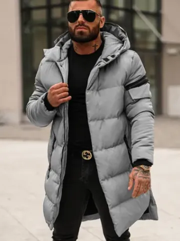 Kurtka zimowa męska pikowana szara O/M799Z^Ozonee Fashion